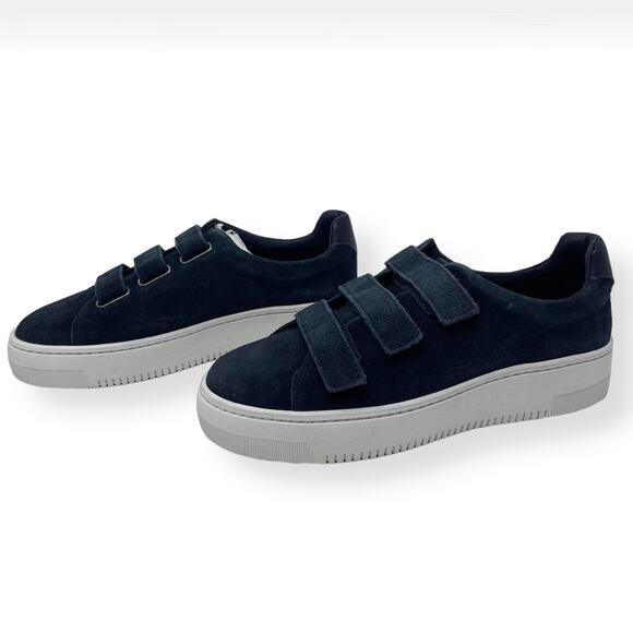 SANDRO PARIS Marine Blue Leather Suede E17 Amazing Sneakers - Picture 2 of 15